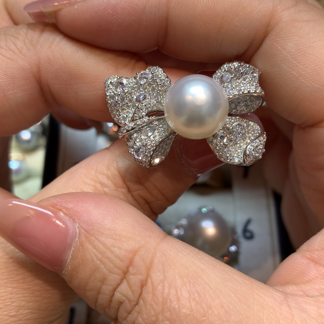 海水珍珠戒指银S925镶嵌