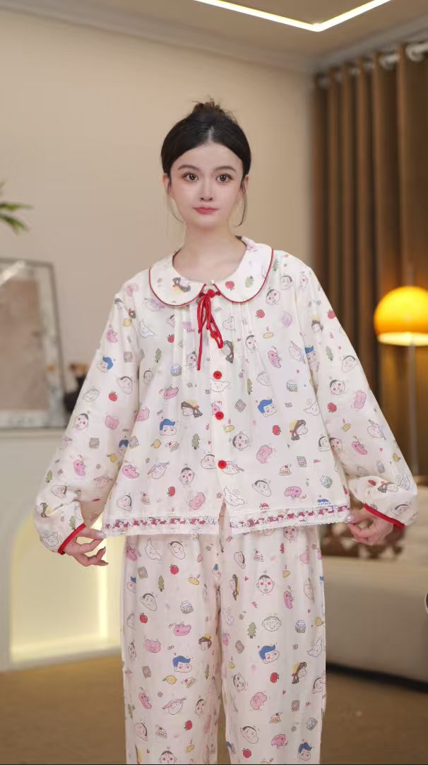 2025秋季女士纯棉家居服睡衣套装宽松柔软舒服