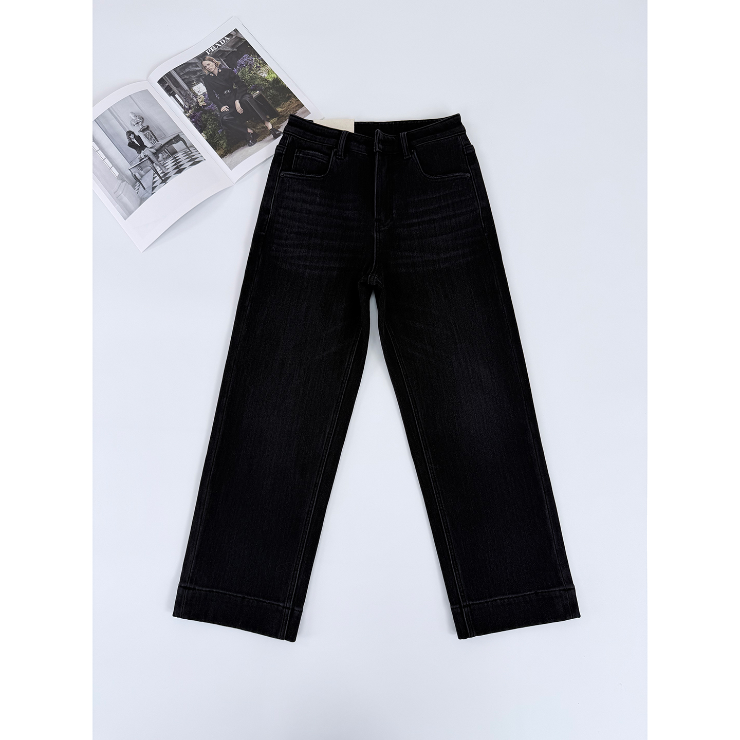 法棍牛仔'厚绒八分法棍裤花匣子牛仔裤官方旗舰店2025显腿直70388