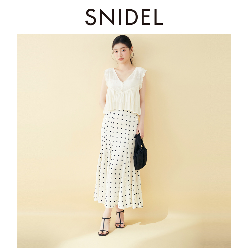 SNIDEL2025春夏新品V领镂空蝴蝶结无袖背心针织衫上衣SWNT251307