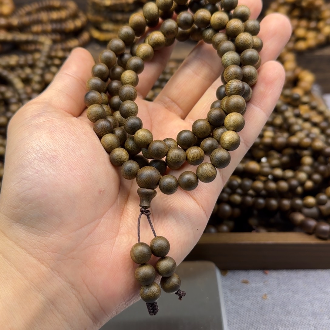 沉香碎屑沉香08圆珠多圈海南莺歌绿老乌身99沉高货