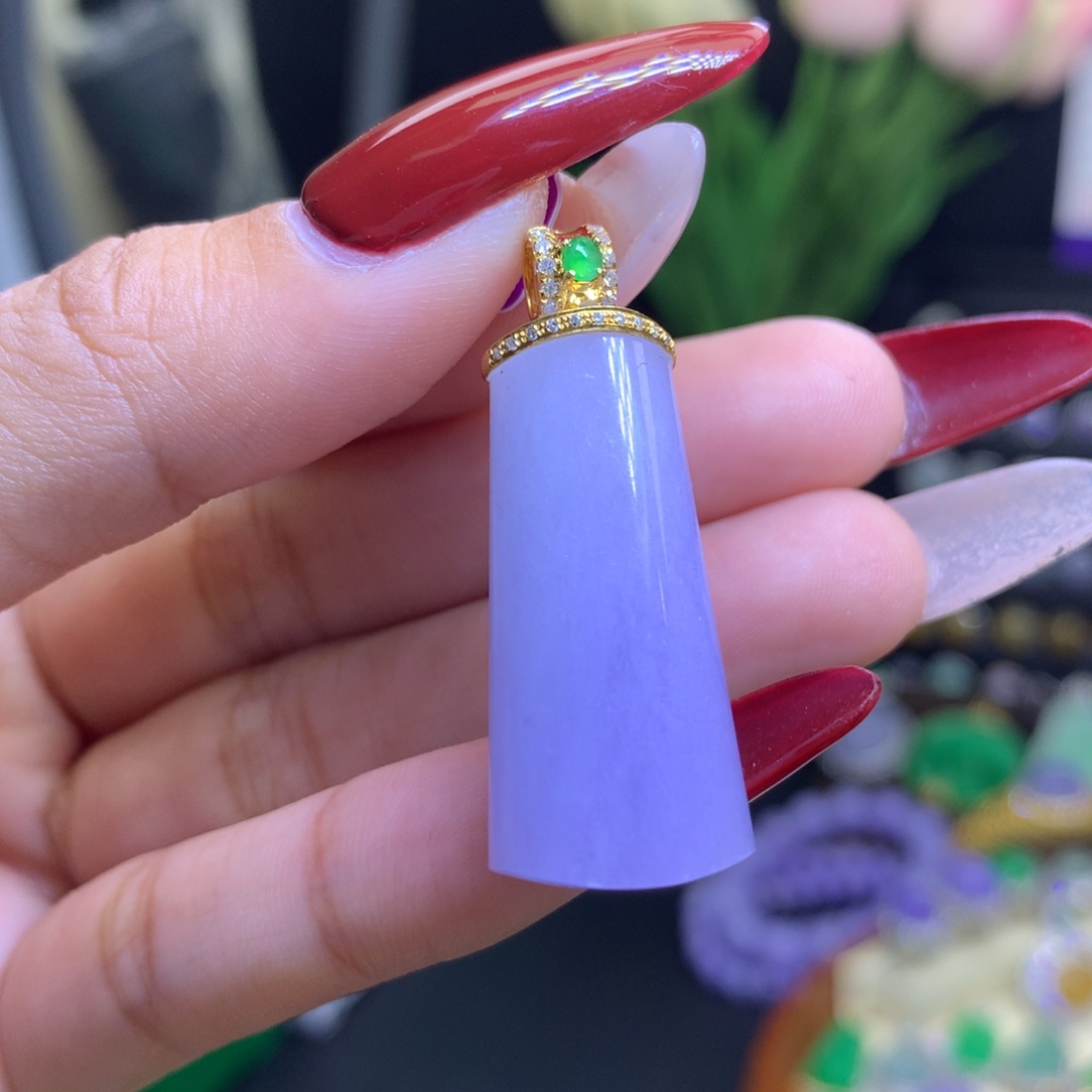 翡翠颈饰18K金镶嵌天然