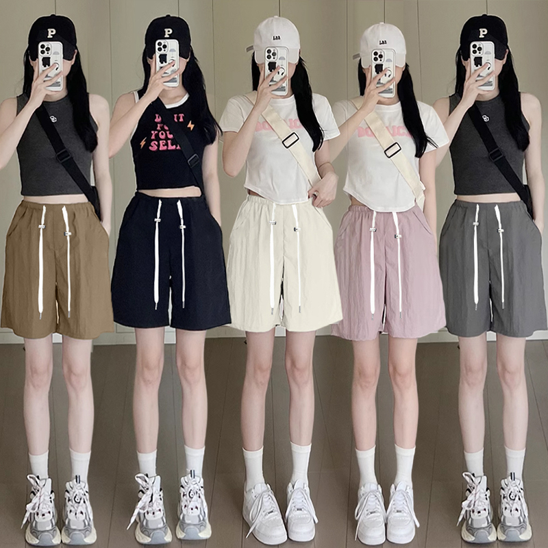 【小雯】2025新款孕妇抽绳款短裤夏季纯色外穿休闲阔腿裤