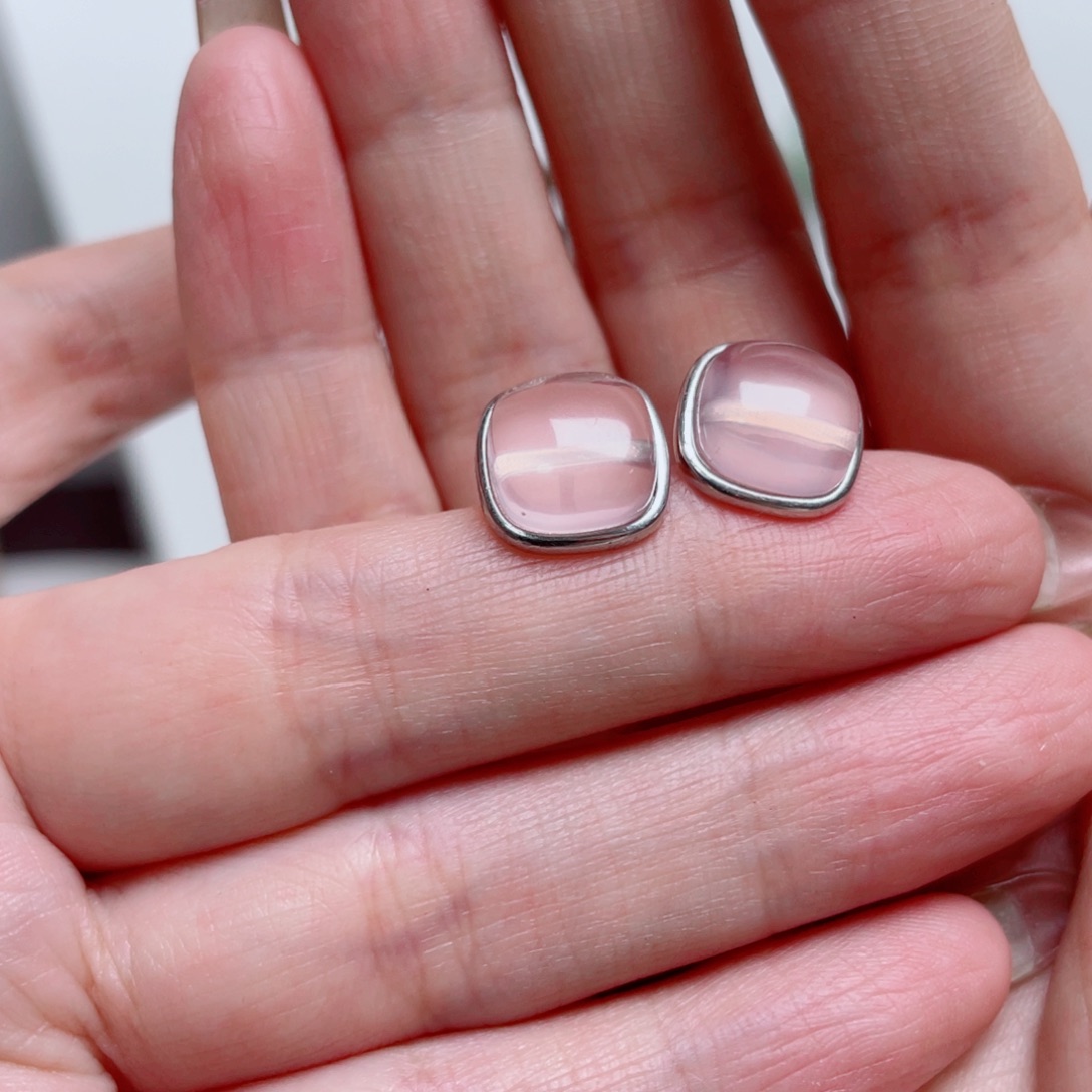 妮***！水晶耳饰银S925镶嵌