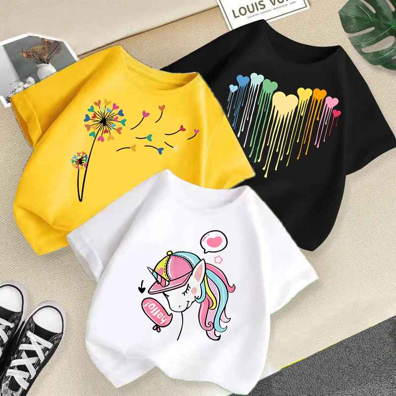 外贸女童t恤夏季新款时尚潮流短袖女孩上衣休闲夏装跨境童装宝贝