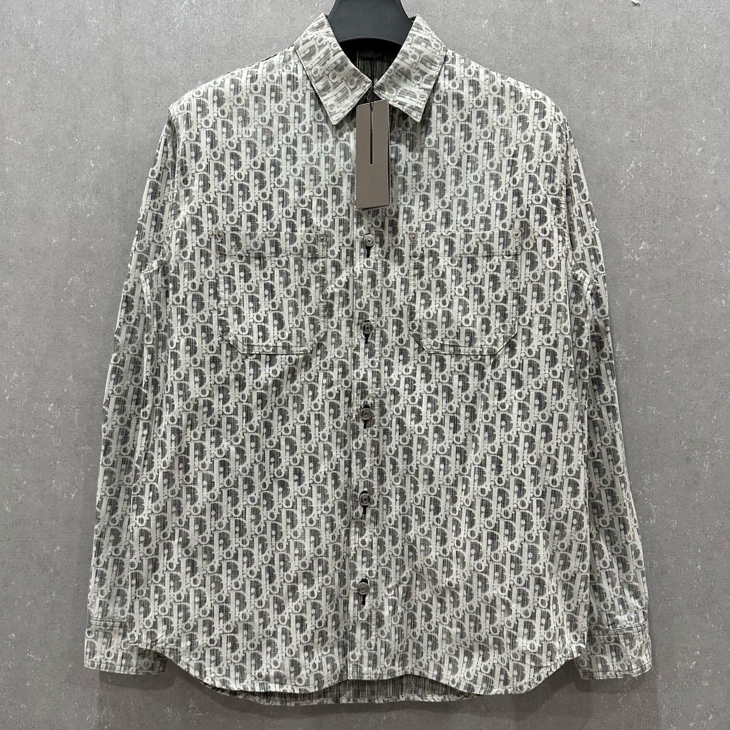 未使用 DIOR/迪奥 迪奥 灰白满印牛仔衬衫 38码 005929