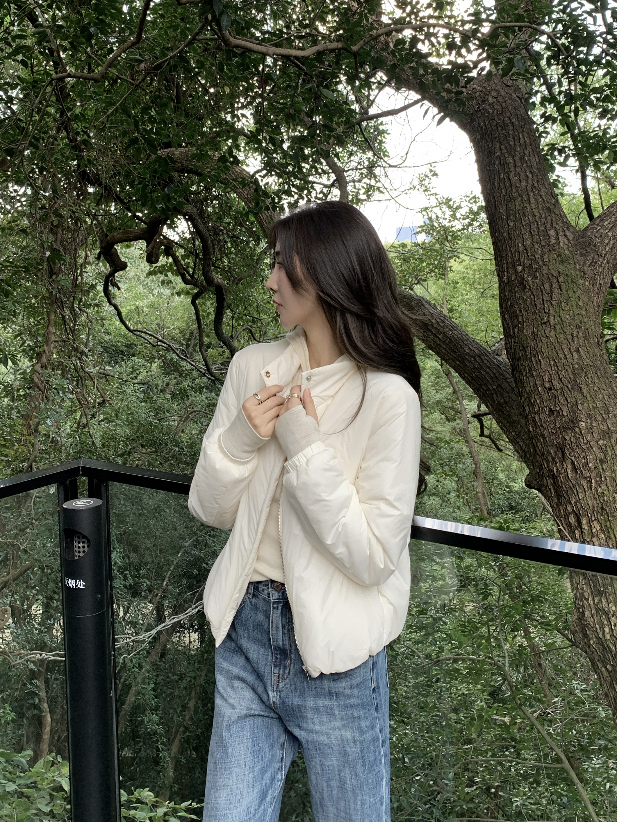 NINGLYNN STUDIO 【粉云絮】秋冬轻薄夹棉3M小立领拉链棉服 360362