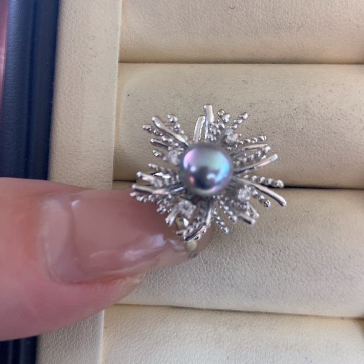 银S925镶嵌戒指海水珍珠