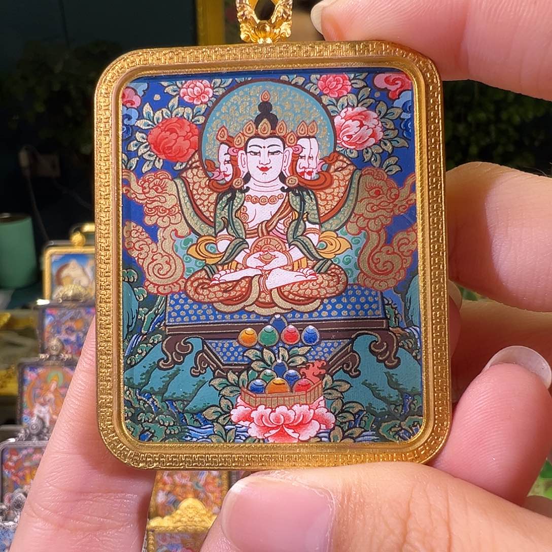 吊坠大日热贡纯手绘唐卡