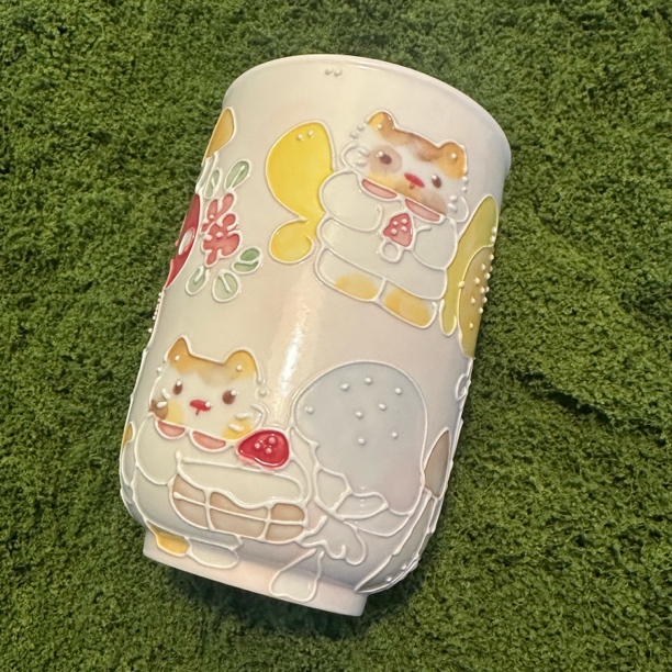立体釉玉泥可乐杯大容量高温釉下彩