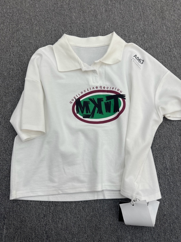 短袖圆领印花休闲风POLO领T恤夏季长袖ol韩系初恋风