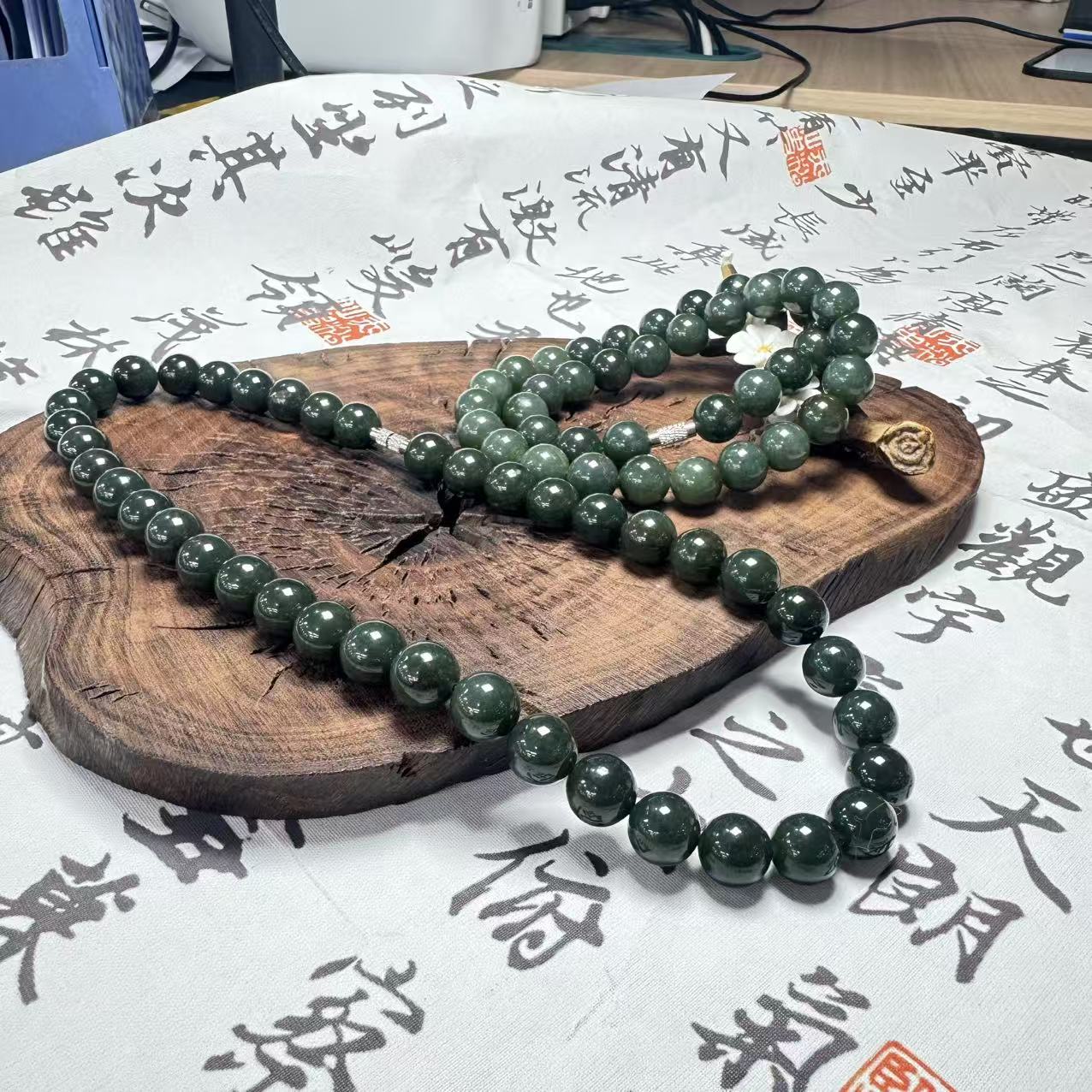 天然和田玉沙枣青卡12妈妈链 拍一发一多样性发其一 1180004