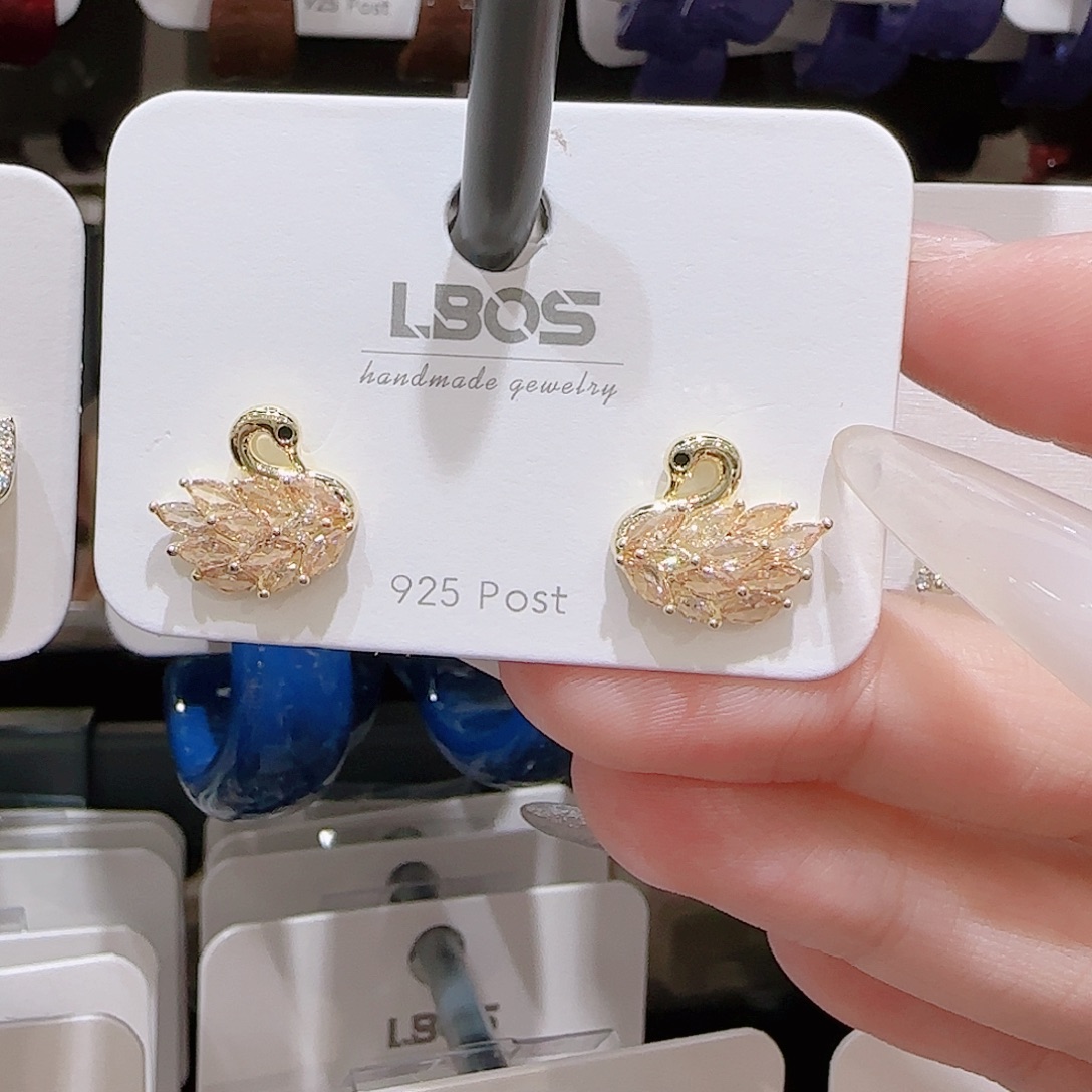 铜合金锆石925银耳环