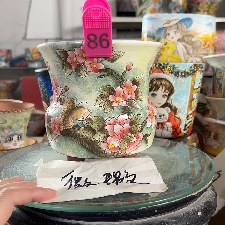 满38包邮 景德镇幸运花盆