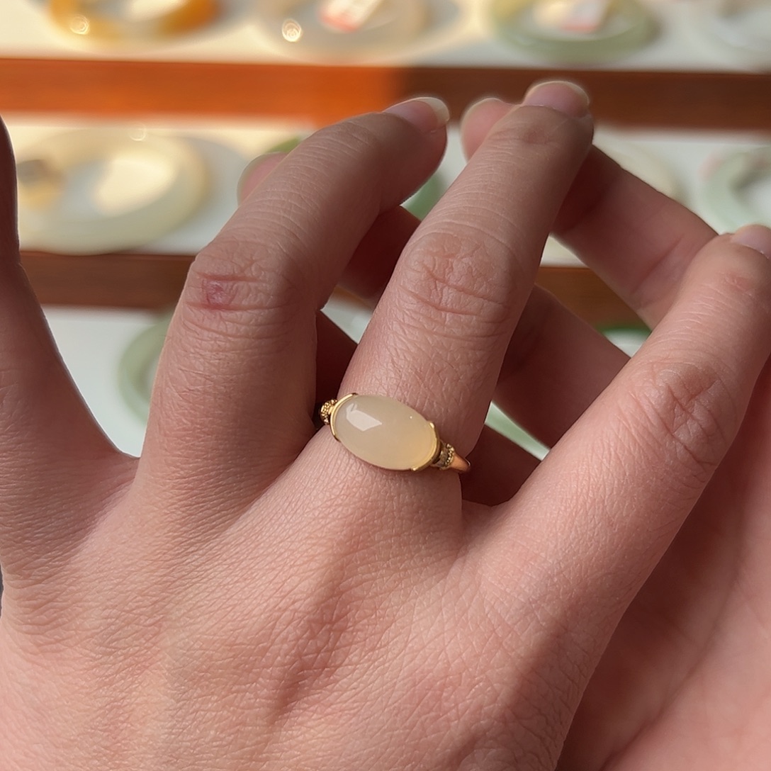 和田玉银S925镶嵌戒指