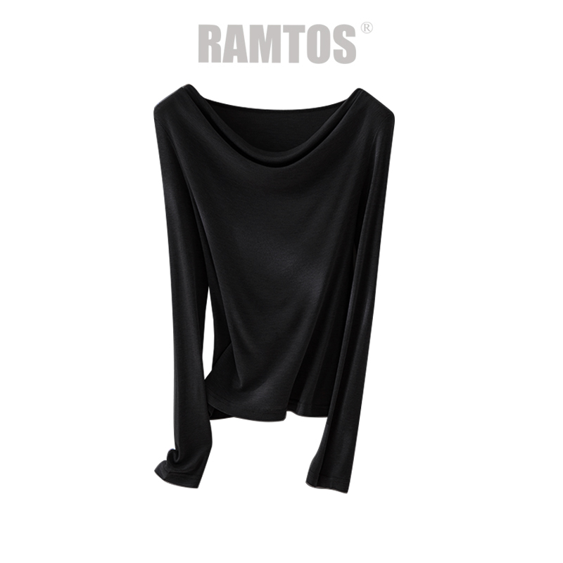 未使用 RAMTOS 荡领天丝羊毛打底长袖设计感时尚显瘦TP033534