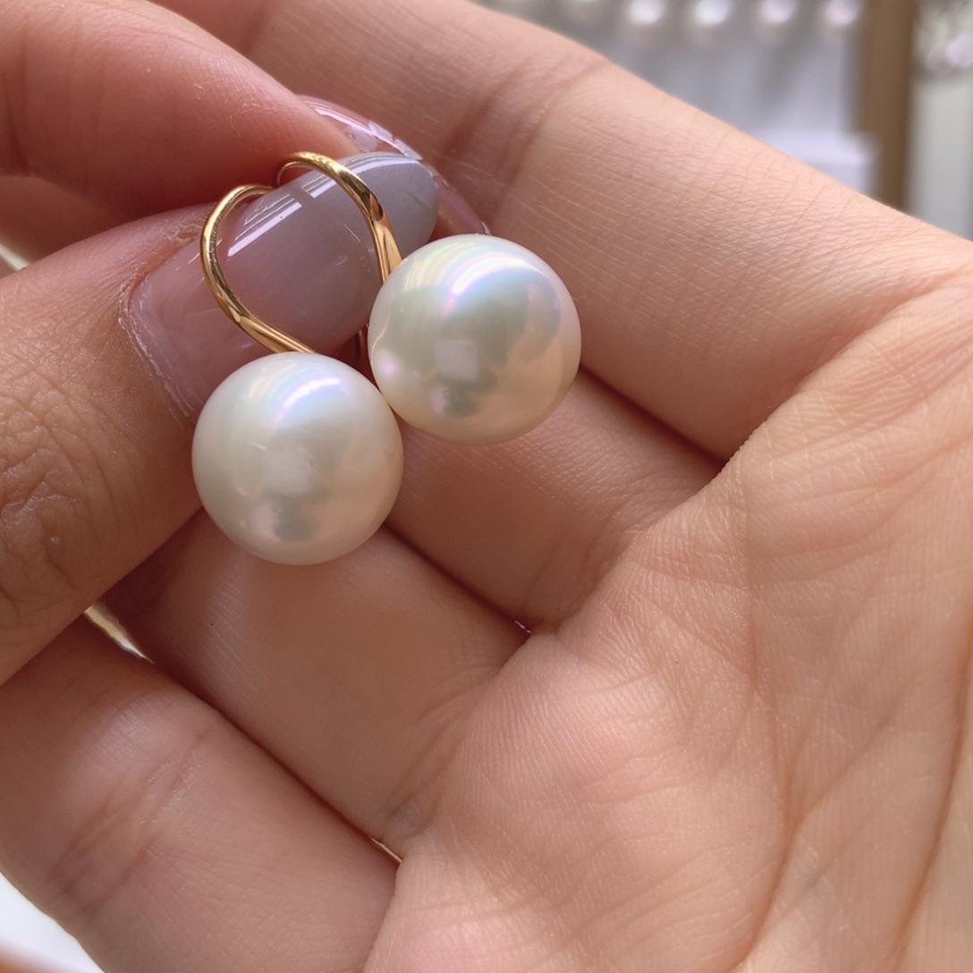 银S925镶嵌淡水珍珠耳饰