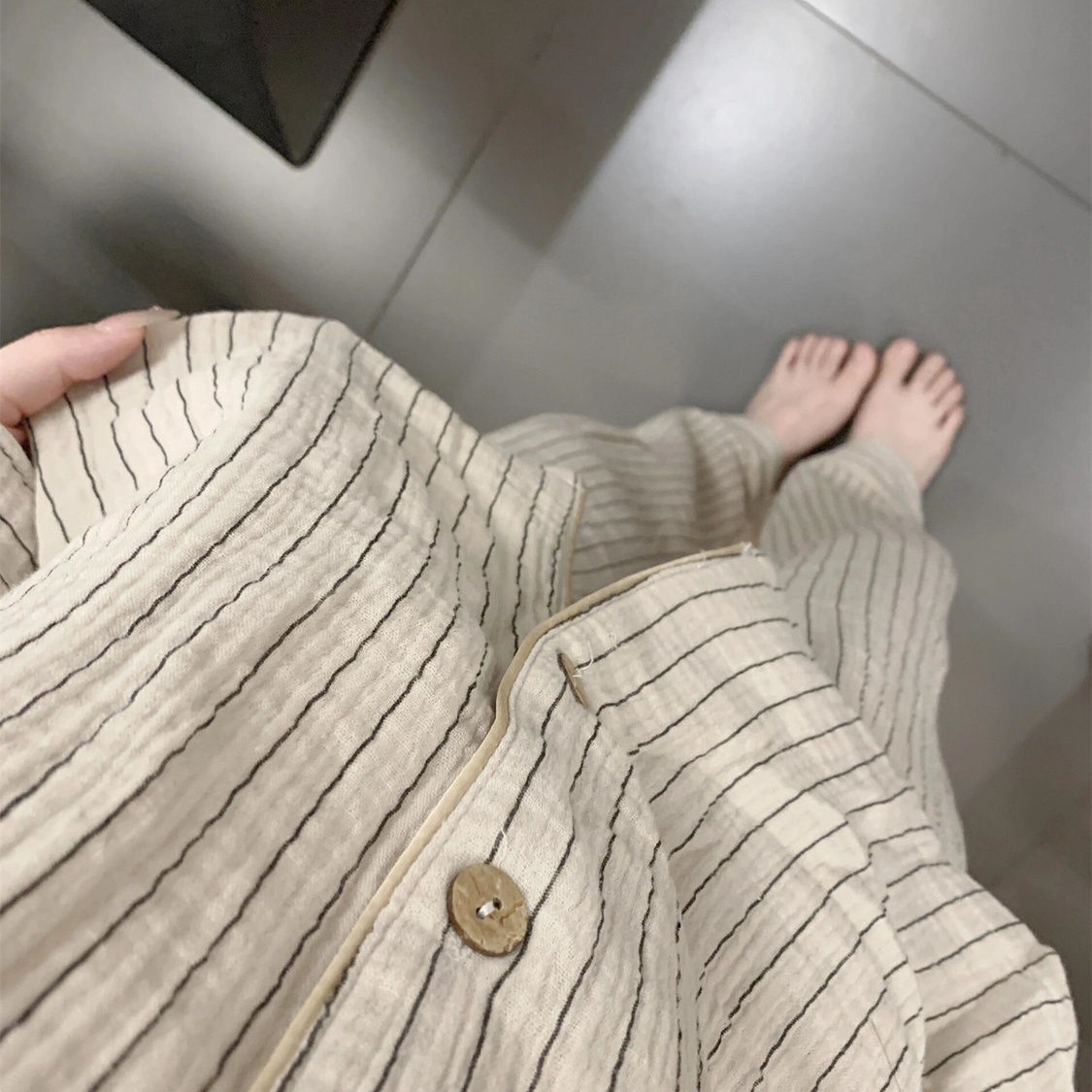 条纹hellokitty睡衣女秋季新款长袖ins风日系卡通居家服外穿
