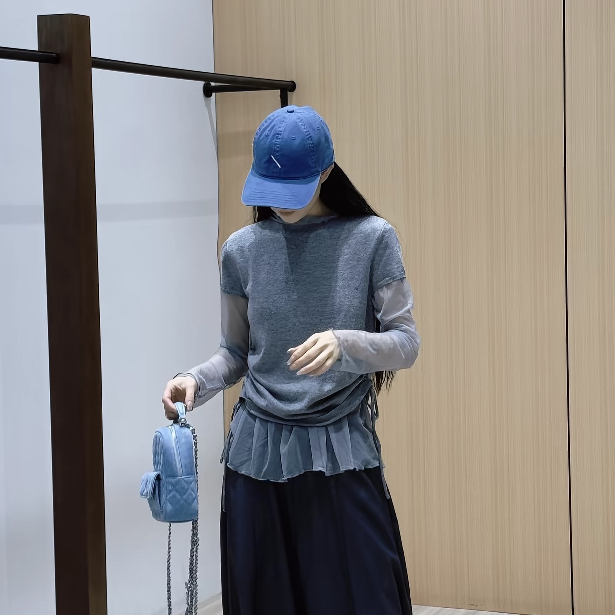 针织网纱～韩系减龄叠穿网纱内搭➕针织短袖真两件