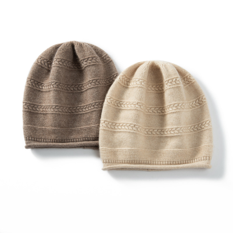 秋冬新款100纯山羊绒包头帽女加厚保暖送礼羊绒韩版针织冷帽plz