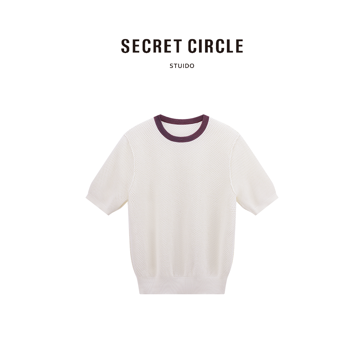 SECRET CIRCLE·秘社 撞色领短袖针织衫气质毛衣A0396