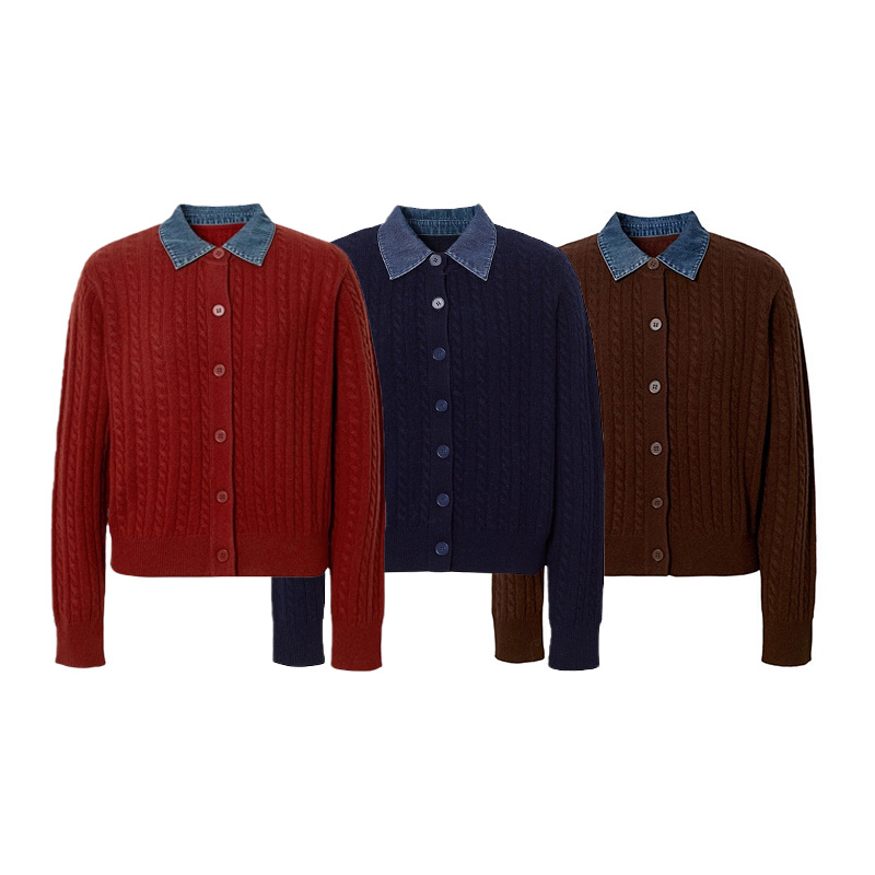 MM商场同款2025冬新品时尚假两件绞花针织衫套头羊毛毛衣女2231