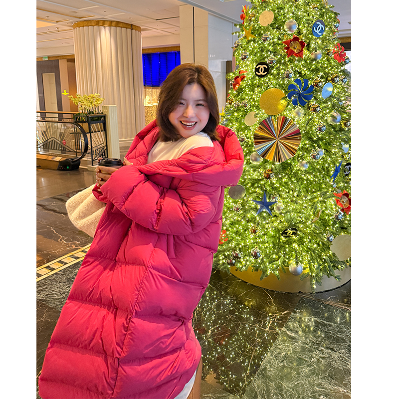 草莓蛋糕/胖mm大码无胆长款羽绒服~
