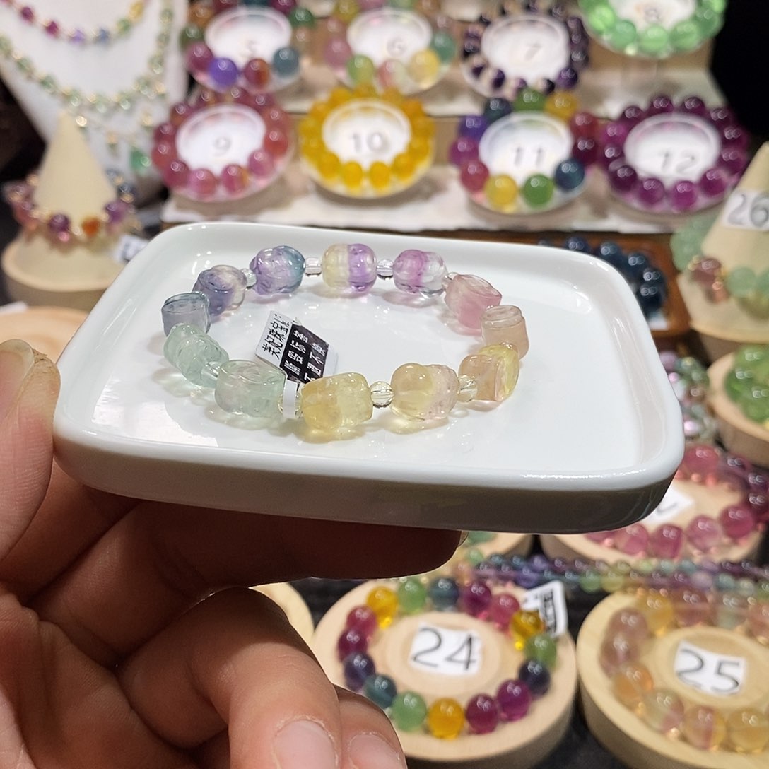 萤石手链未镶嵌马卡龙迷你貔貅