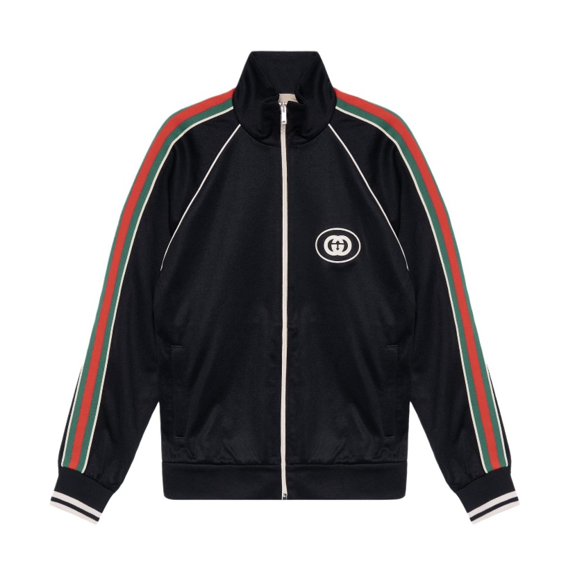 全新未使用 GUCCI/古驰 古驰条纹边饰徽标Logo拉链长袖夹克