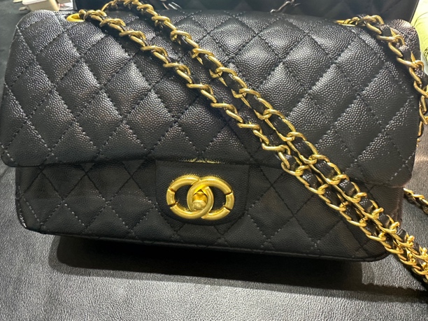 包包女2025新款Diy小香风CF鱼子酱牛皮单肩斜挎包包