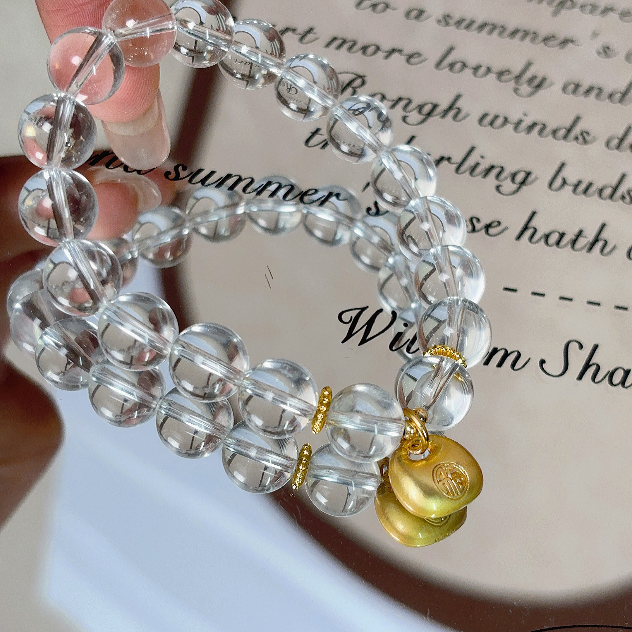 【守住财富】天然白水晶设计款单圈手串