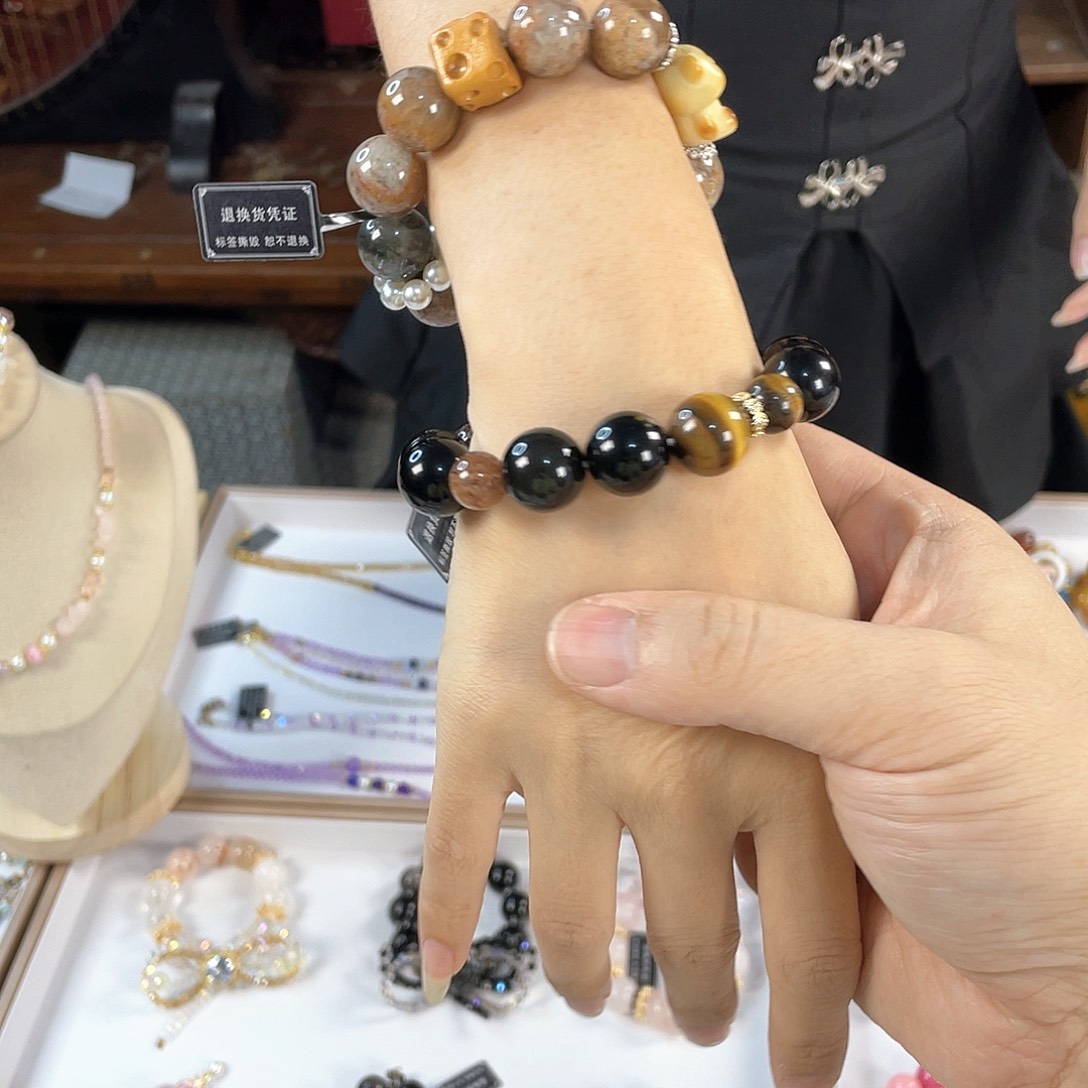 水晶手链银S925镀金镶嵌