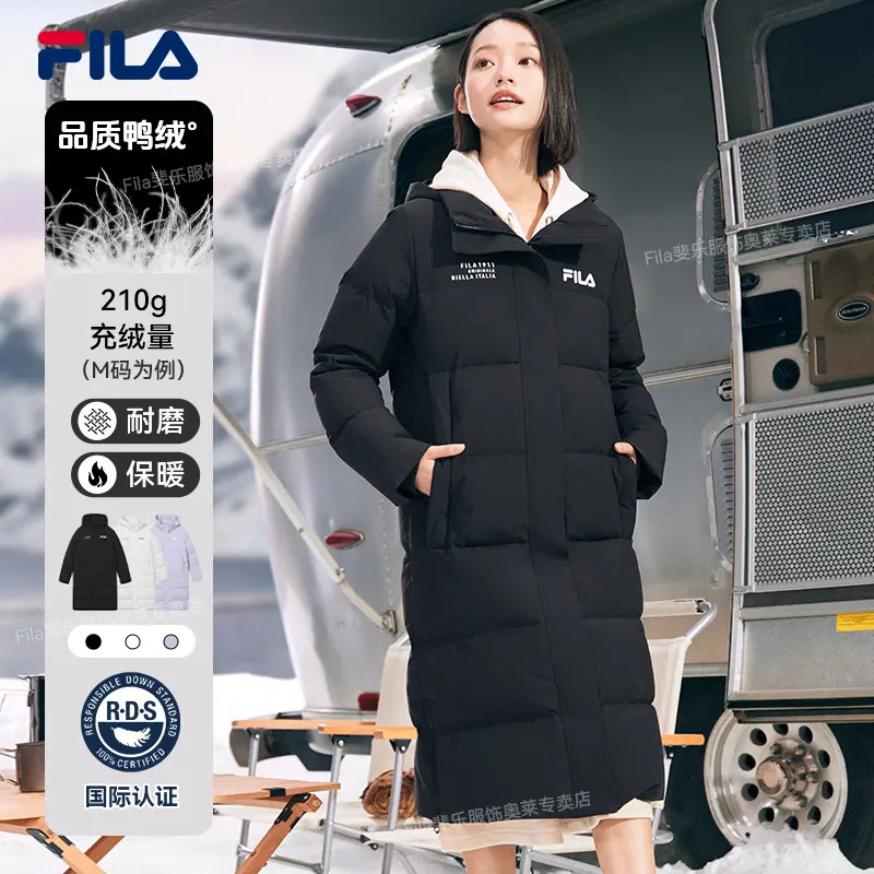 Fila/斐乐【双旦狂欢购】中长款拒水羽绒保暖防风羽绒服F61W549998A