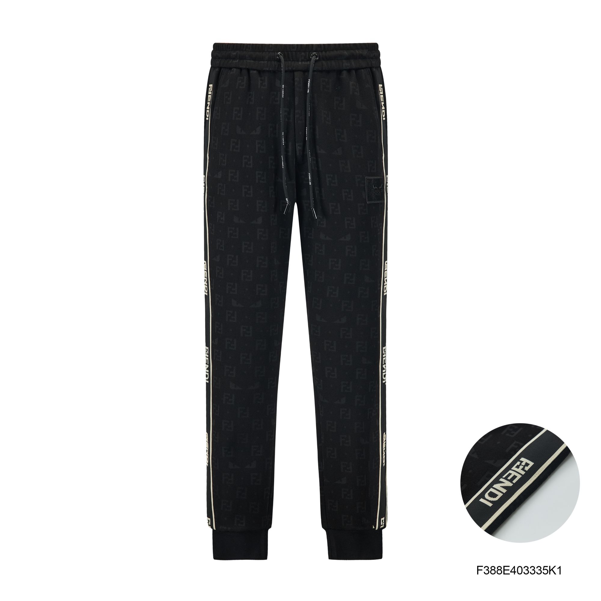 FENDILOR小怪兽25年秋冬款纯黑色男士束脚直筒裤F388E403335K