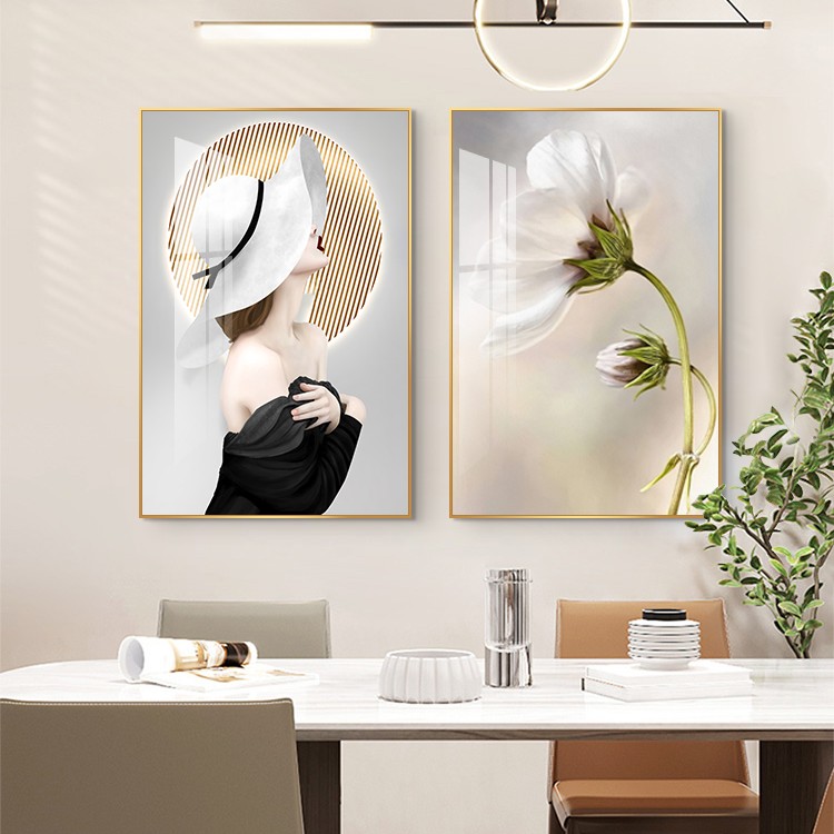 【餐厅两联画】现代简约餐厅装饰画新款饭厅装饰画高档卧室挂画墙画