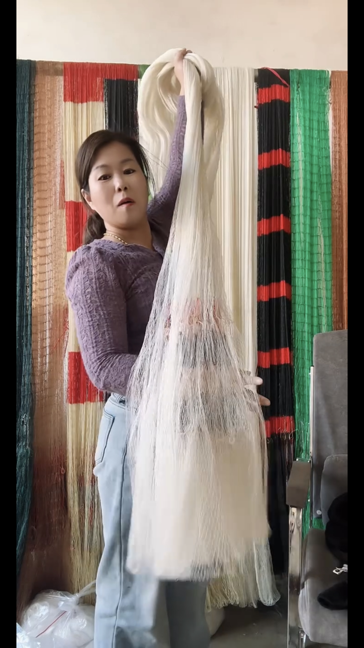 机织大力马，7分眼，4.5米，九斤，加生扣拼接，一开到顶，铅坠子