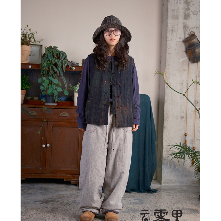 云雾里6274#桑蚕丝复古文艺新中式盘扣内外搭香云纱棉马甲冬季