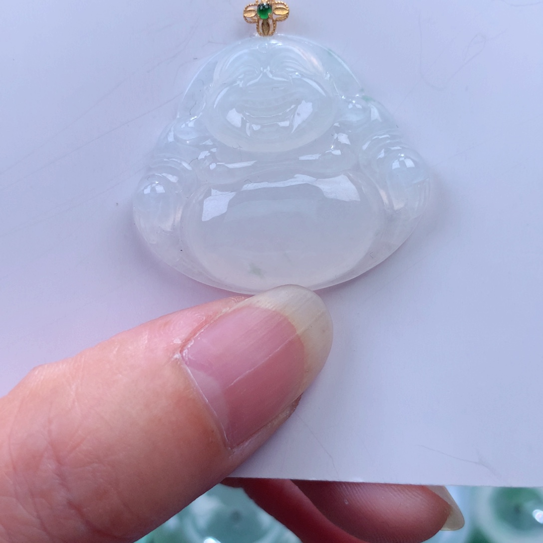 翡翠吊坠(不含链)18K金镶嵌