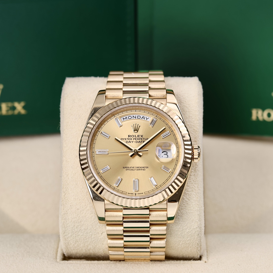 95新 Rolex/劳力士 228238 全金 条形钻石刻度 2022年8月保卡