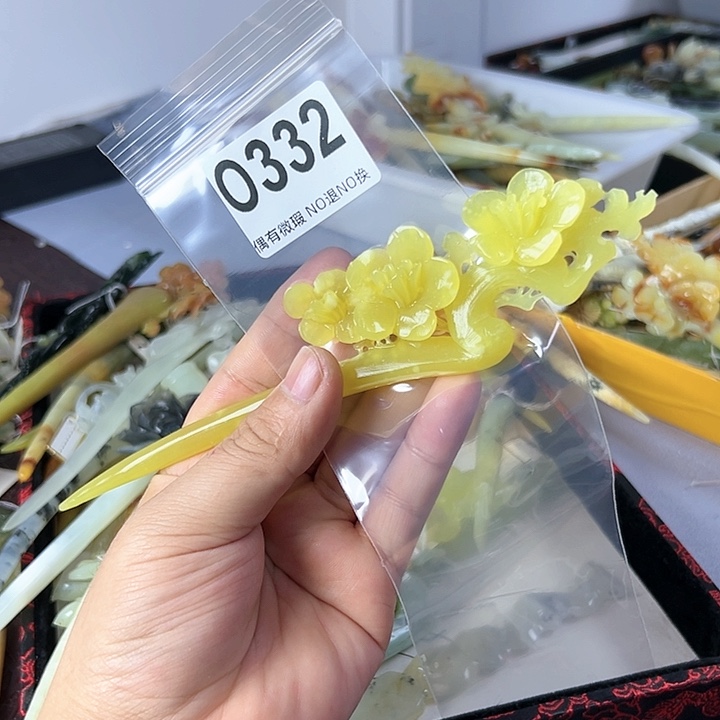 蛇纹石玉发饰合金皮***紫