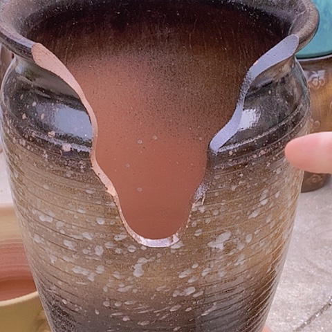 紫砂花盆口25.5高度36瑕疵