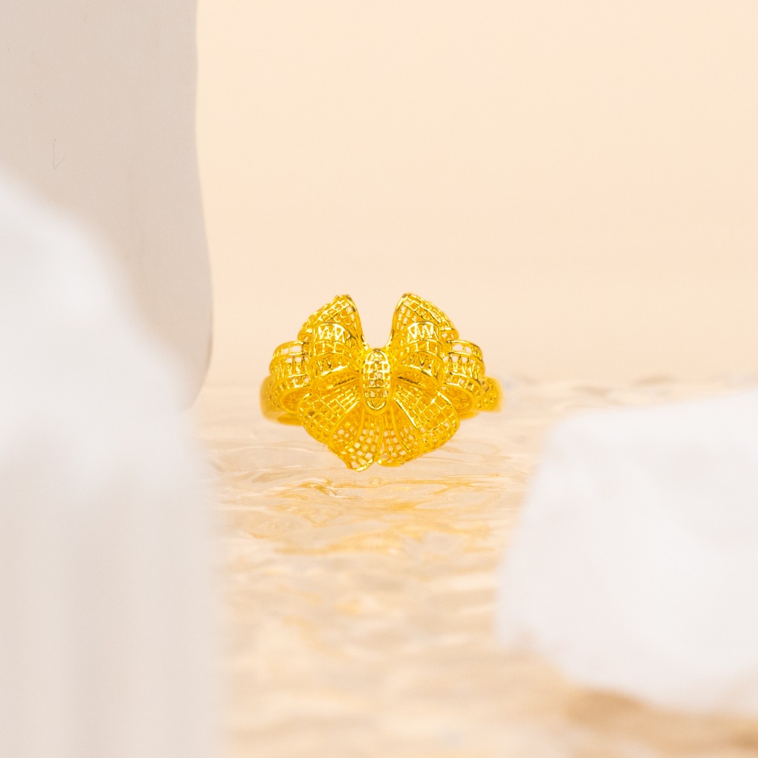 足银戒指 足银戒指气质轻奢花丝蝴蝶结戒指时尚百搭经典款式