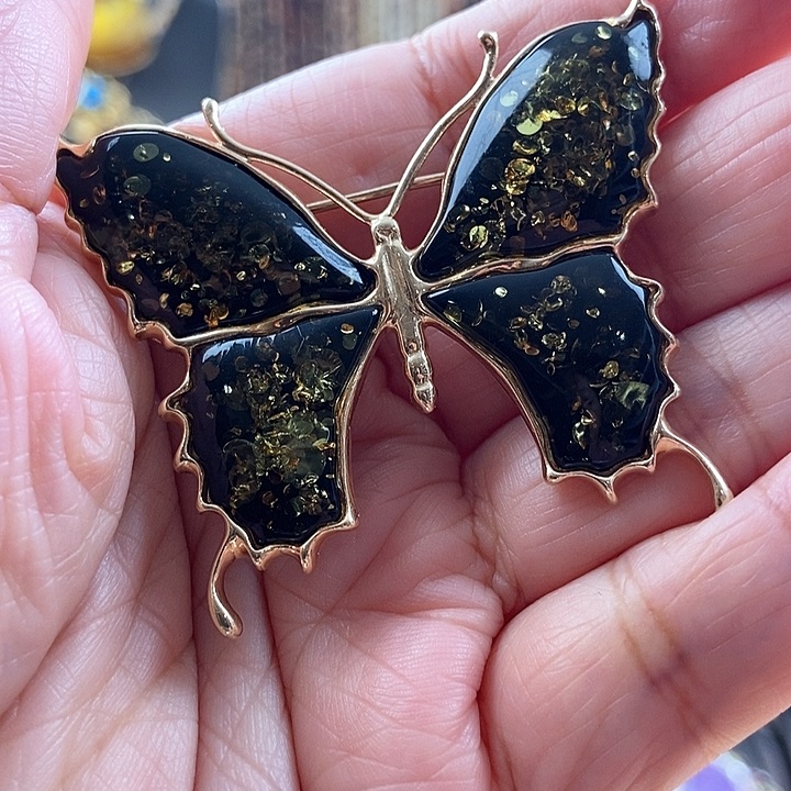 琥珀银S925镶嵌颈饰胸针款