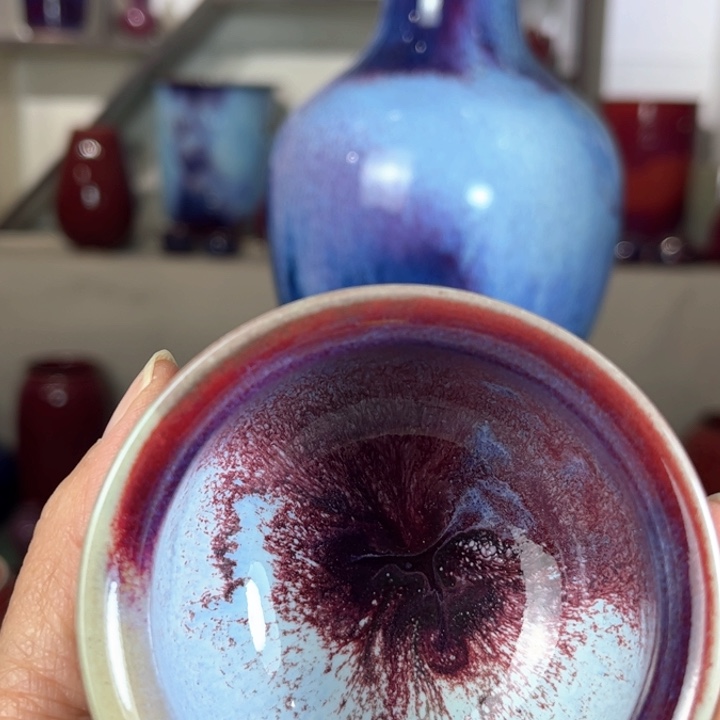 逐***风瓷片钧瓷手工艺品杯子