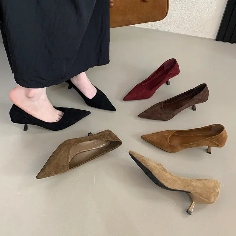 高跟鞋女细跟2025新款秋季复古百搭法式通勤显瘦小猫跟尖头单鞋女