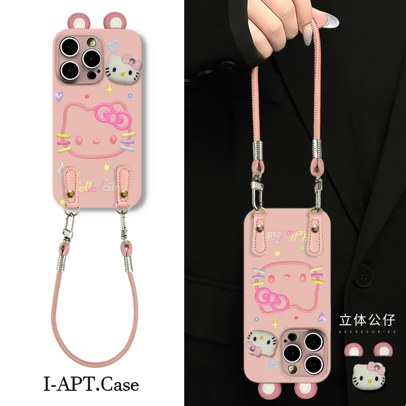 粉底彩线条KT头菲林软壳适用iPhone苹果16手机壳华为oppo小米vi
