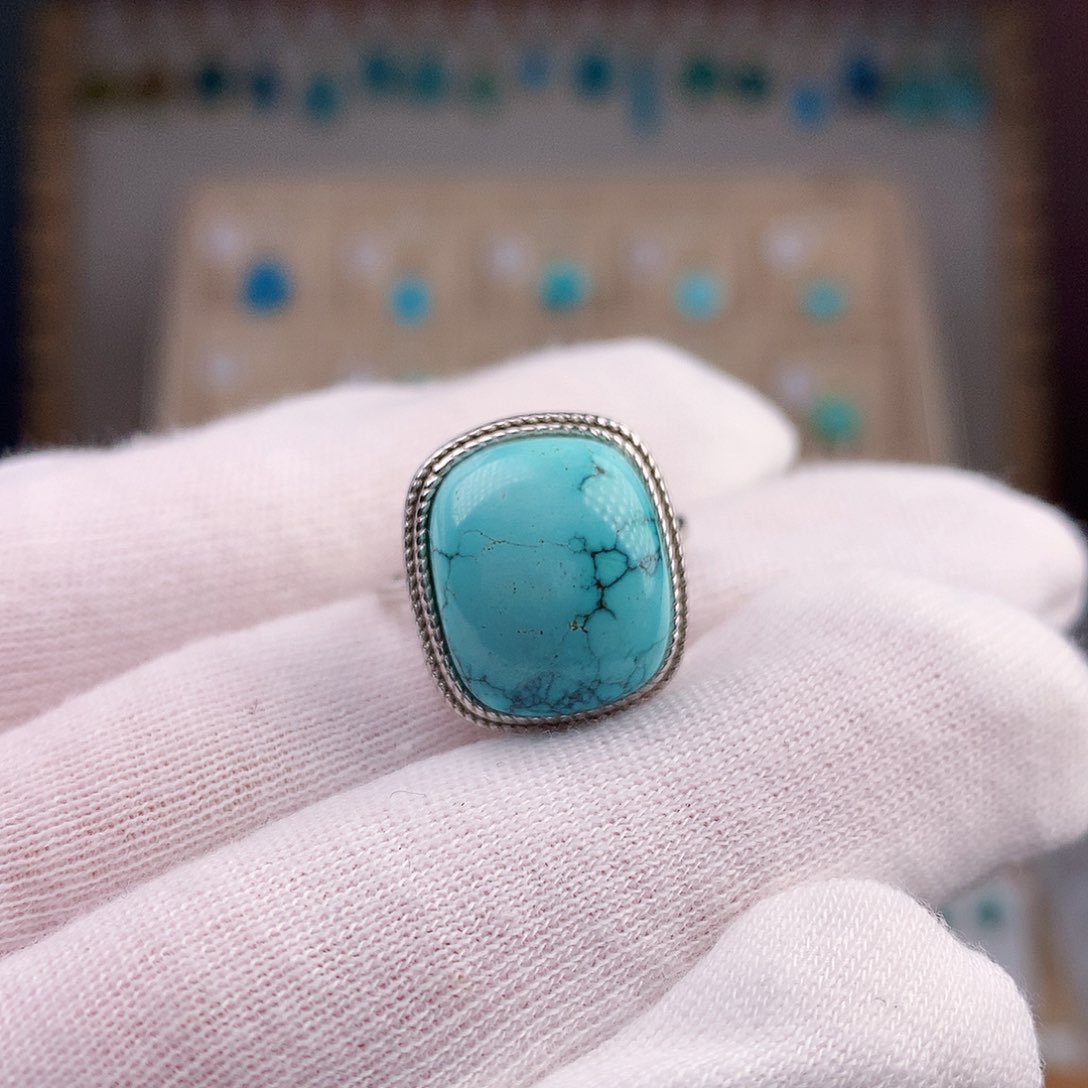 绿松石戒指银S925镶嵌