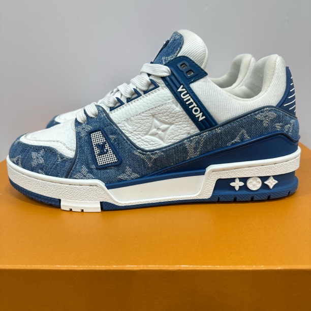 95新 LouisVuitton/路易威登 38码 trainer 蓝白牛仔 低帮板鞋