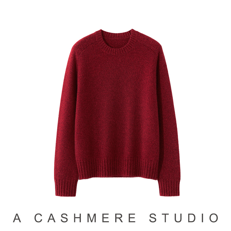 【摩羯座同款】康赛妮Aurora系列100纯山羊绒针织衫女圆领夹花纱