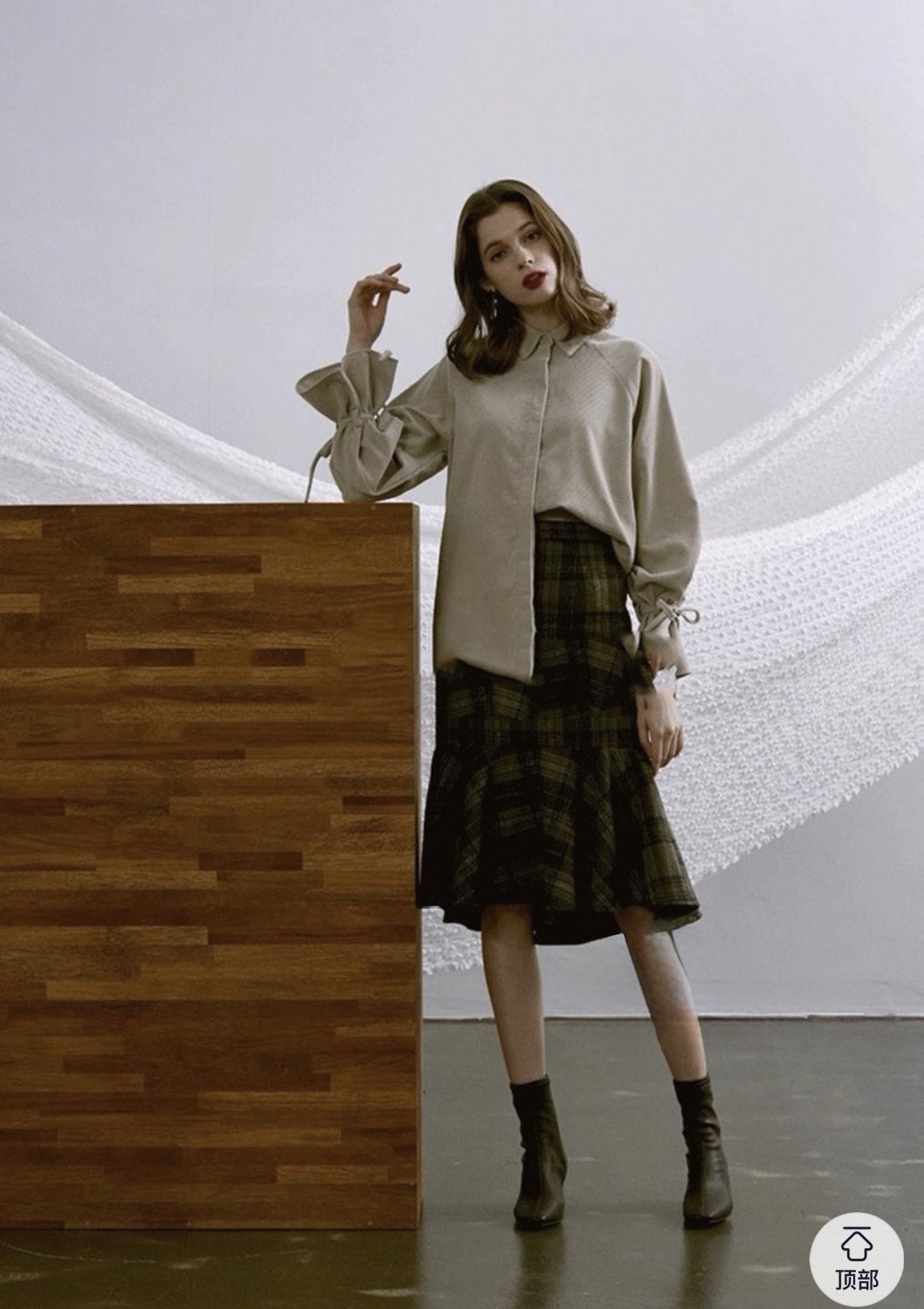 韩国inus**y 系带喇叭袖灯芯绒少女时尚百搭衬衫